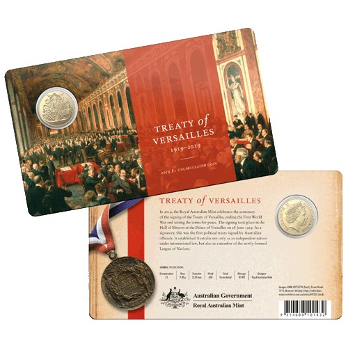 2019 $1 Centenary of the Treaty of Versailles Al/Br Uncirculated Coin in Card