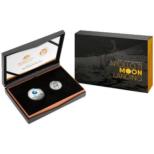 2019 Apollo 11 Moon Landing Two Coin Proof Set - USA & Australia