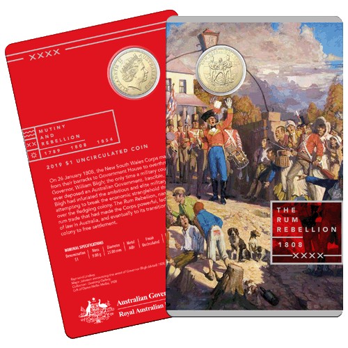 2019 $1 Mutiny and the Rebellion - The Rum Rebellion Al/Br Uncirculated Coin in Card