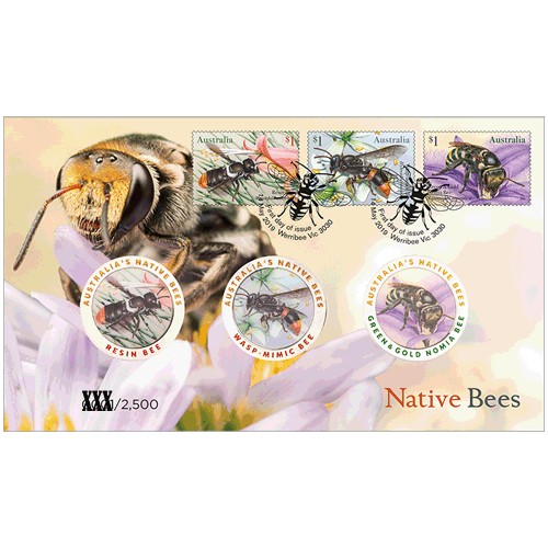 2019 Native Bees 3 Medallion & Stamp Cover PNC