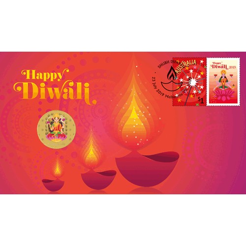 2019 $1 Diwali Coin & Stamp Cover PNC