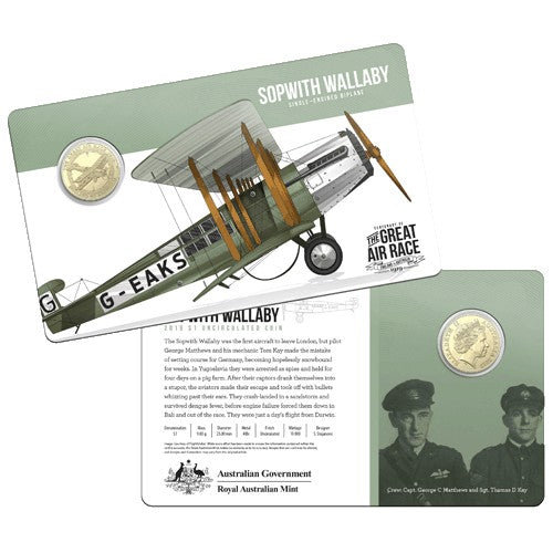 2019 $1 Centenary of the Great Air Race - England to Australia 1919 8 Coin Collection