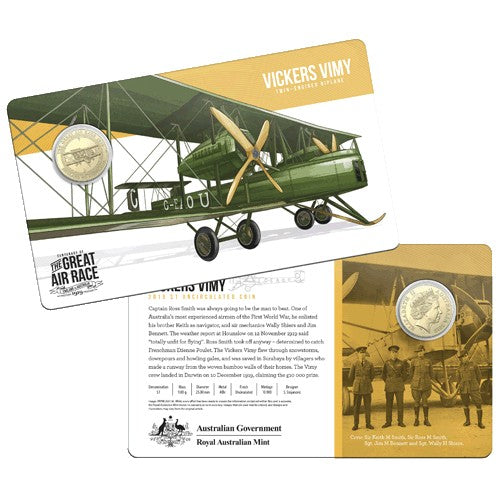 2019 $1 Centenary of the Great Air Race - England to Australia 1919 8 Coin Collection