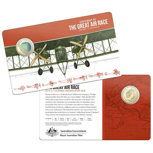 2019 $1 Centenary of the Great Air Race - England to Australia 1919 8 Coin Collection