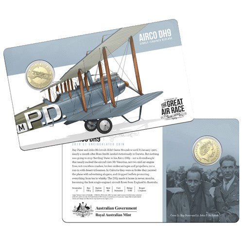 2019 $1 Centenary of the Great Air Race - England to Australia 1919 8 Coin Collection