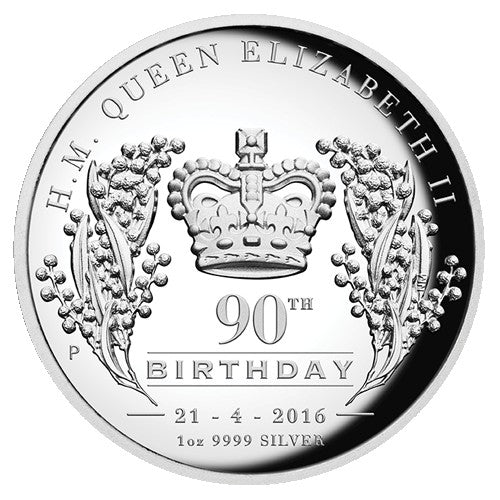 2016 $1 H.M. Queen Elizabeth II 90th Birthday High Relief 1oz Silver Proof Coin