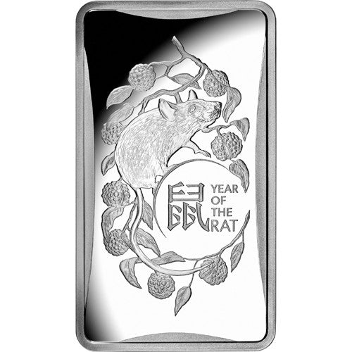 2020 $1 Lunar Year of the Rat 1/2oz Silver Frosted Ingot