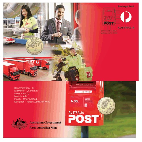 2019 $1 The Australia Post 'A' Coin & Stamp Cover PNC