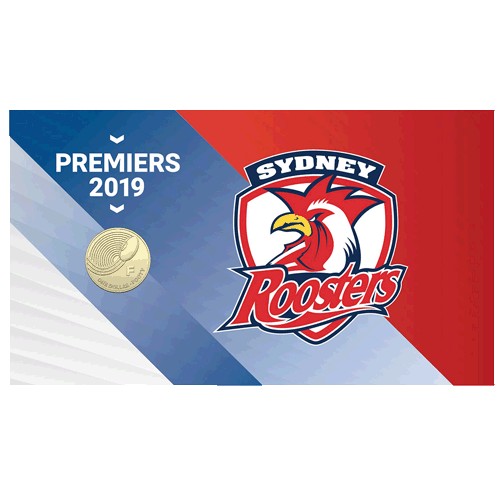 2019 $1 NRL Telstra Premiership Grand Final Sydney Roosters Coin & Stamp Cover PNC