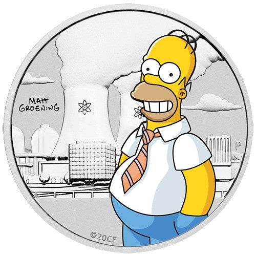 2020 50c Homer Simpson 1/2oz Silver Coloured Coin in Card