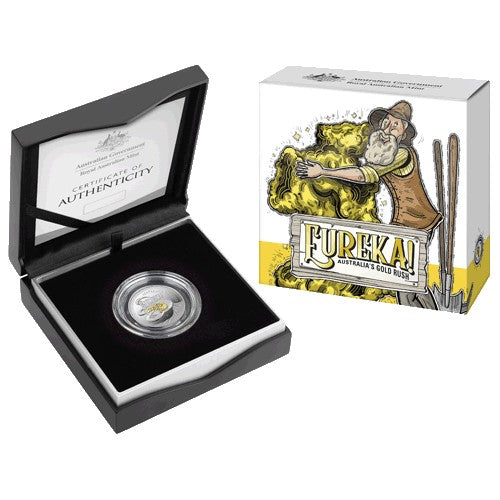 2020 $1 Eureka! Australia's Gold Rush Siler Proof Selectively Gold Plated 'C' Mintmark Coin