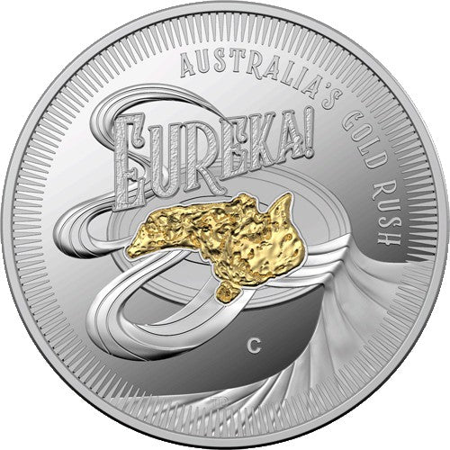 2020 $1 Eureka! Australia's Gold Rush Siler Proof Selectively Gold Plated 'C' Mintmark Coin
