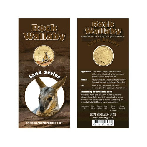 2008 $1 Land Series - Rock Wallaby Uncirculated Coin in Card