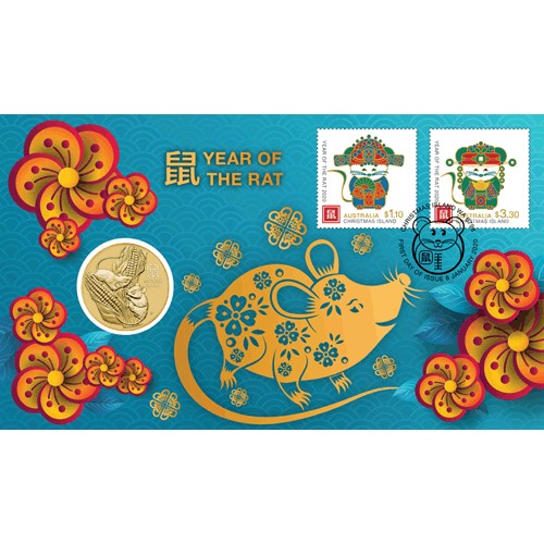 2020 $1 Lunar Year of the Mouse Coin & Stamp Cover PNC