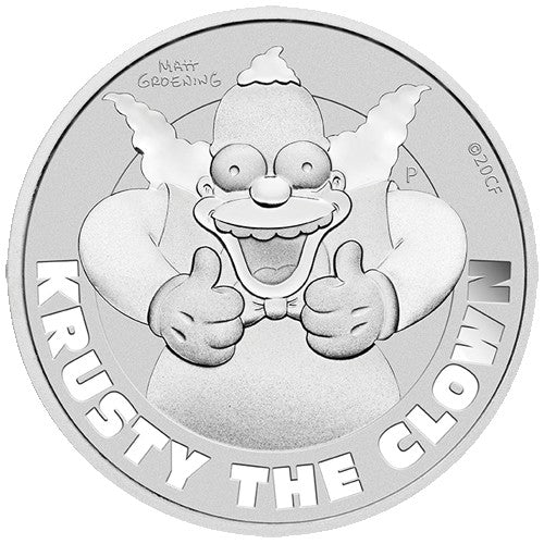 2020 $1 Krusty the Clown 1oz Silver Coin in Card