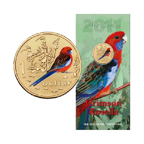 2011 $1 Air Series - Crimsen Rosella Uncirculated Coin in Card