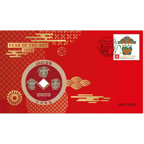 2020 Lunar Year of the Rat Medallion & Stamp Cover PNC