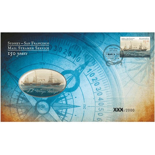 2020 150 Years Sydney - San Francisco Mail Steamer Service Medallion Cover PNC