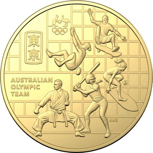 2020 50c Australian Olympic Team Gold Plated Coin in RAM Card