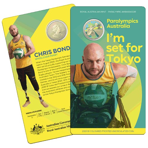 2020 $1 Australian Paralympic Team Ambassador Chris Bond - Wheelchair Rugby Uncirculated Coin in RAM Card