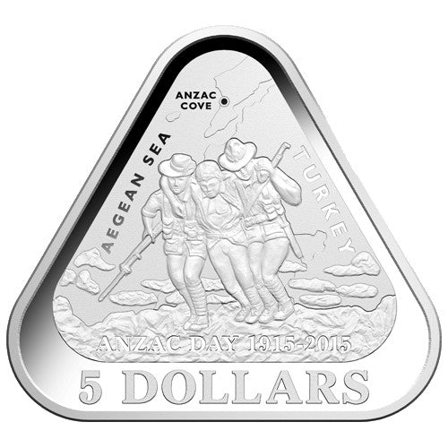 2015 $5 ANZAC Centenary Triangular Silver Proof Coin – Coin City