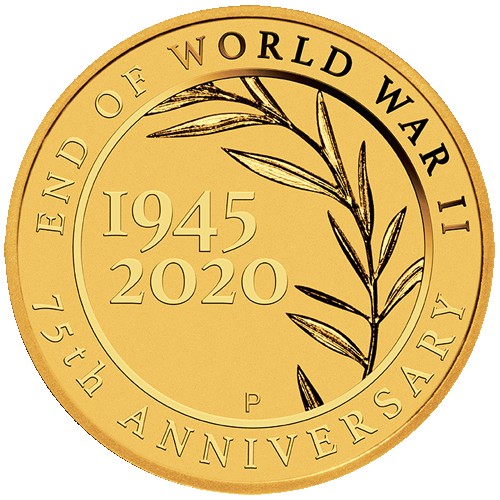 2020 $2 End of WWII 75th Anniversary 0.5gm Gold Bullion Coin in Card