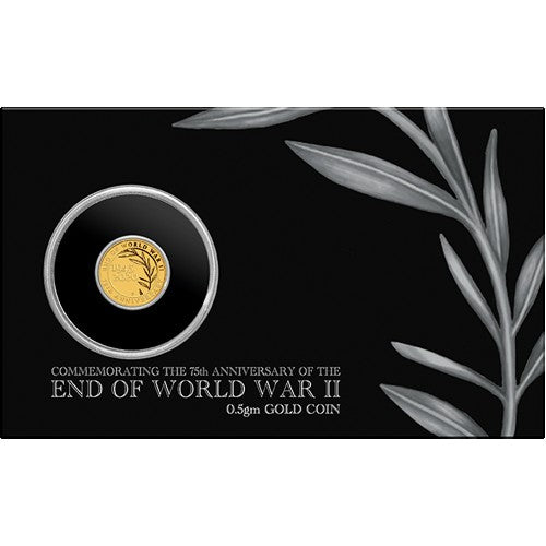 2020 $2 End of WWII 75th Anniversary 0.5gm Gold Bullion Coin in Card