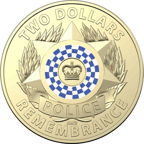 2019 $2 Police Remembrance Day C Mintmark Coloured Al/Br Coin in RAM Card