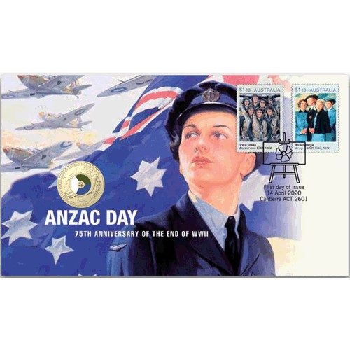 2020 $2 ANZAC Day 75th Anniversary of the End of WWII Coin & Stamp Cover PNC