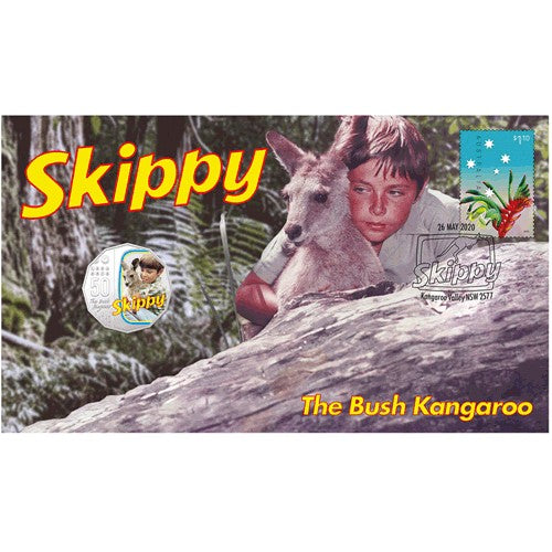 2020 50c Skippy the Bush Kangaroo Coin & Stamp Cover PNC