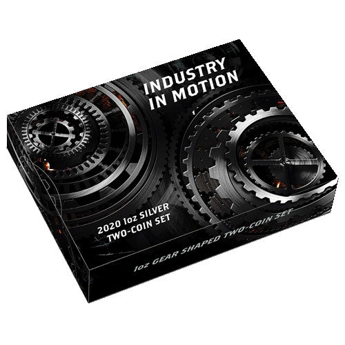 2020 $1 Industry in Motion 1oz Silver Gear-Shaped Antiqued Two-Coin Set