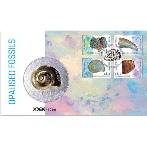 2020 Opalised Fossils Limited Edition Medallion & Stamp Cover PNC