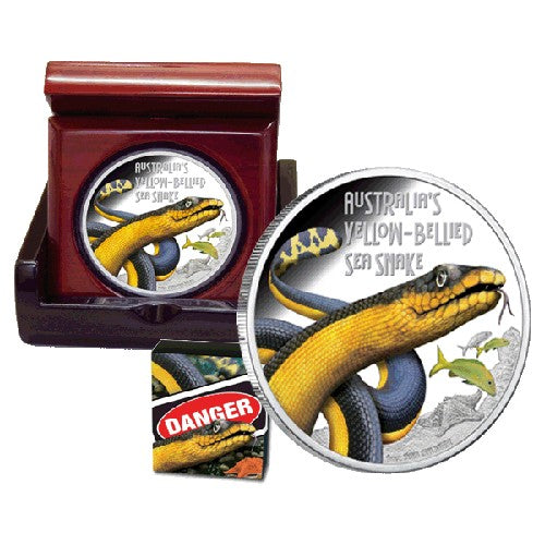 2013 $1 Deadly & Dangerous Series - Yellow Bellied Sea Snake 1oz Silver Proof Coin