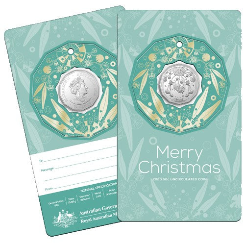 2020 50c Christmas Decoration Uncirculated Coin in Card