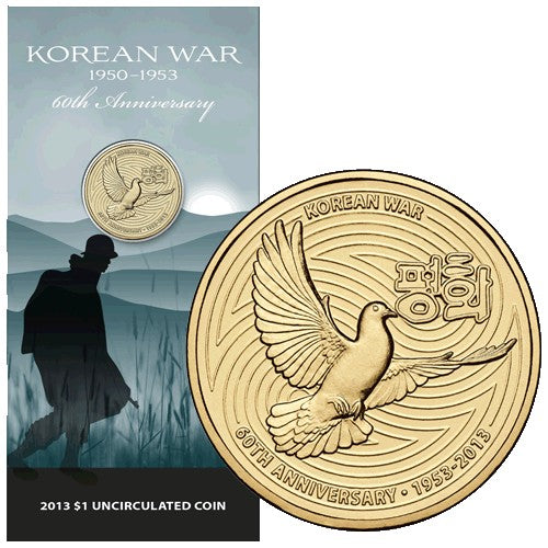 2013 $1 Korean War 60th Anniversary Uncirculated Coin in Card