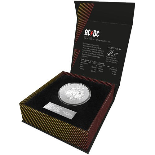 2021 $1 AC/DC Silver Frosted Uncirculated Coin