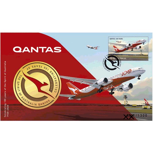 2020 Qantas Centenary Limited Edition Medallion & Stamp Cover PNC