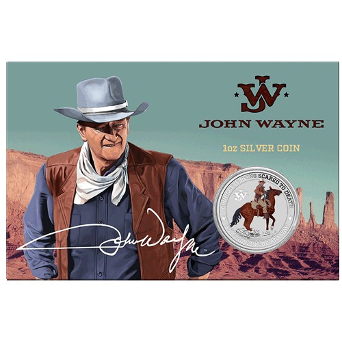 2021 $1 John Wayne 1oz Silver Coloured Coin in Card