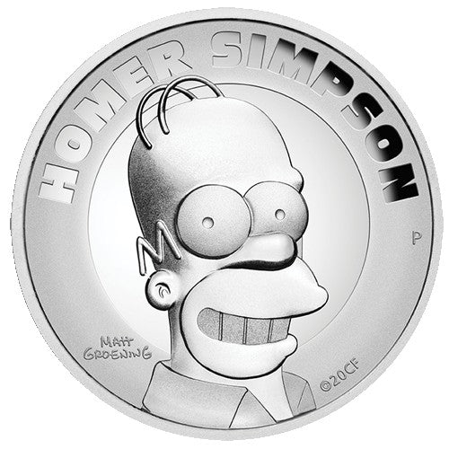 2021 $2 Homer Simpson 2oz Silver Proof High Relief Coin