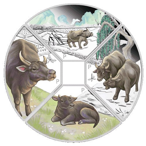 2021 Year of the Ox Quadrant 1oz Silver Proof Four Coin Set