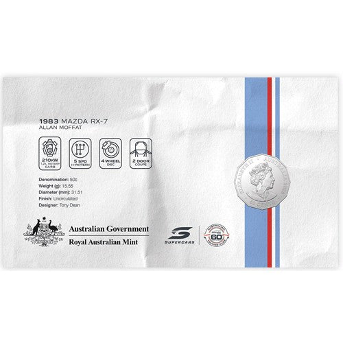 2020 50c Supercars Mazda Coin & Stamp Cover PNC