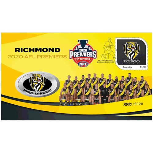 2020 AFL Richmond Premiers Limited Edition Medallion & Stamp Cover PNC