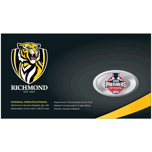 2020 AFL Richmond Premiers Limited Edition Medallion & Stamp Cover PNC