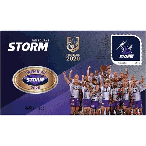 2020 NRL Melbourne Storm Premiers Limited Edition Medallion & Stamp Cover PNC