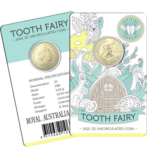 2021 $2 Tooth Fairy Albr Uncirculated Coin in Card