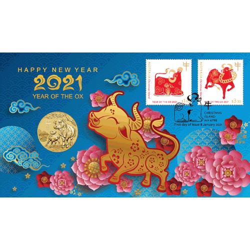 2021 $1 Year of the Ox Coin & Stamp Cover PNC