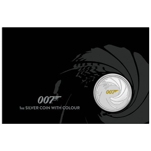 2021 $1 James Bond 007 1oz Silver Coin with Colour in Card