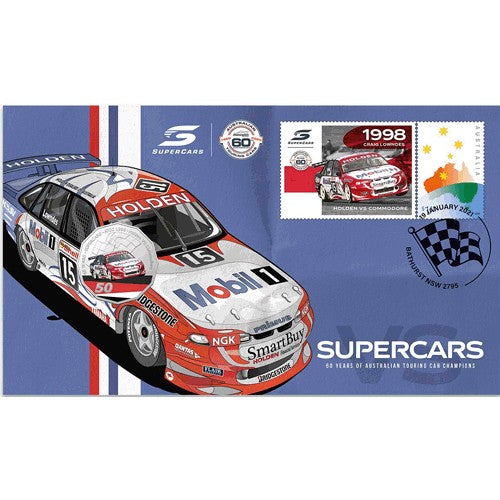 2021 50c Supercars Holden COmmodore VS 1998 Craig Lowndes Coin & Stamp Cover PNC