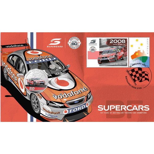 2021 50c Supercars Ford BF Falcon Coin & Stamp Cover PNC