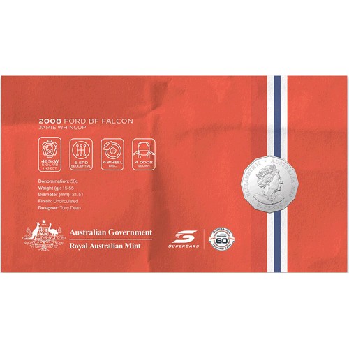 2021 50c Supercars Ford BF Falcon Coin & Stamp Cover PNC